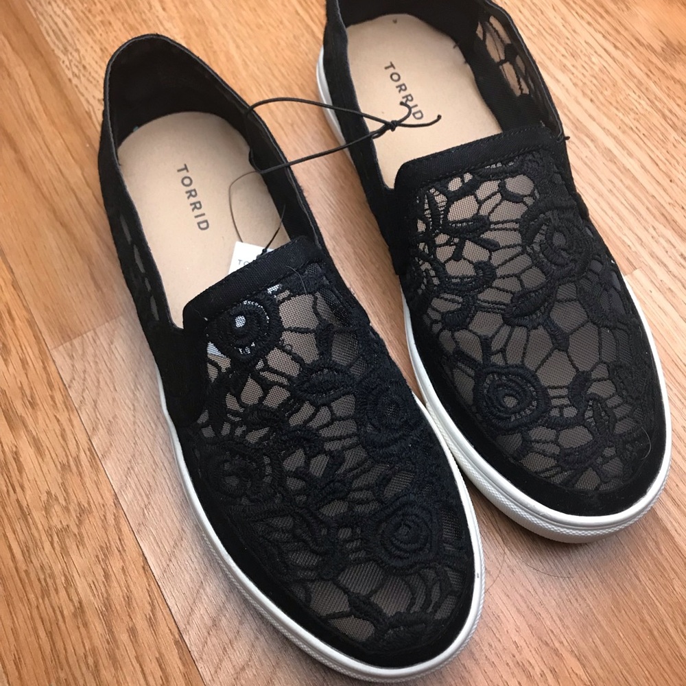 Black Crochet Slip-on Sneaker (Wide Width) 9W